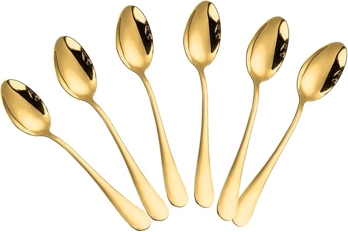 Wesdxc56 Demitasse Espresso Spoons, Mini Coffee Spoon, Stainless Steel Small Spoons for Dessert, Tea,Set of 6 (gold)